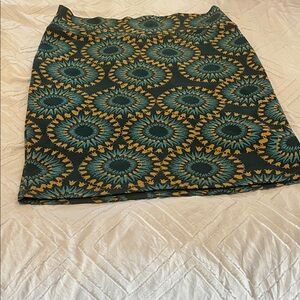 LuLaRoe Blue and Yellow Patterned Pencil Skirt